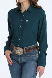 Cinch Women's Solid Teal Long Sleeve Shirt MSW9164272