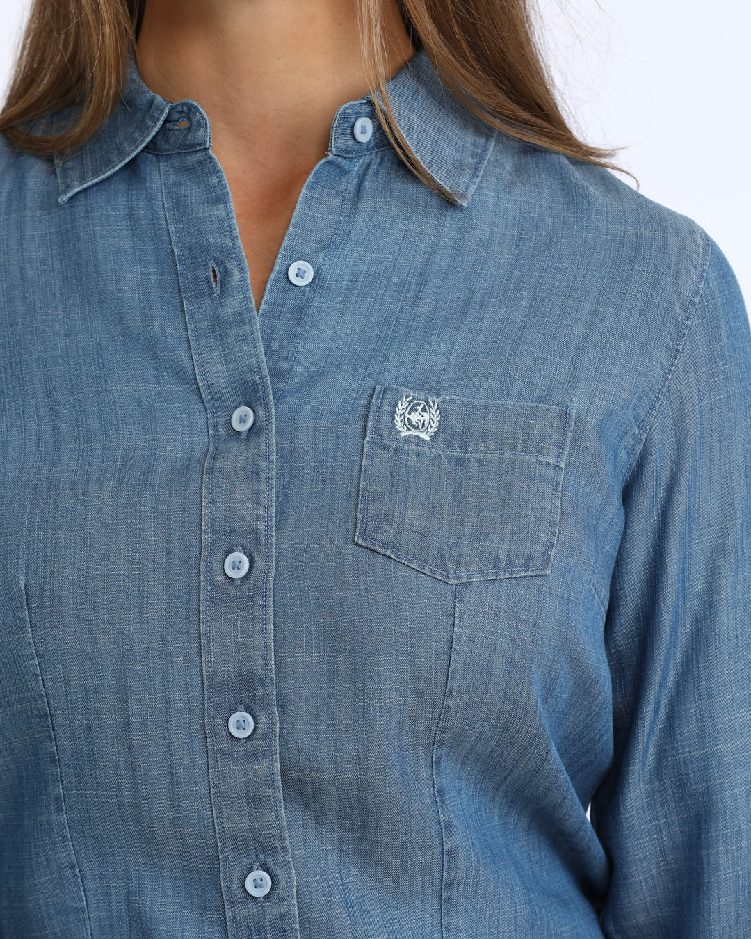 Cinch Women's Indigo Chambray Button Up Shirt MSW9164279