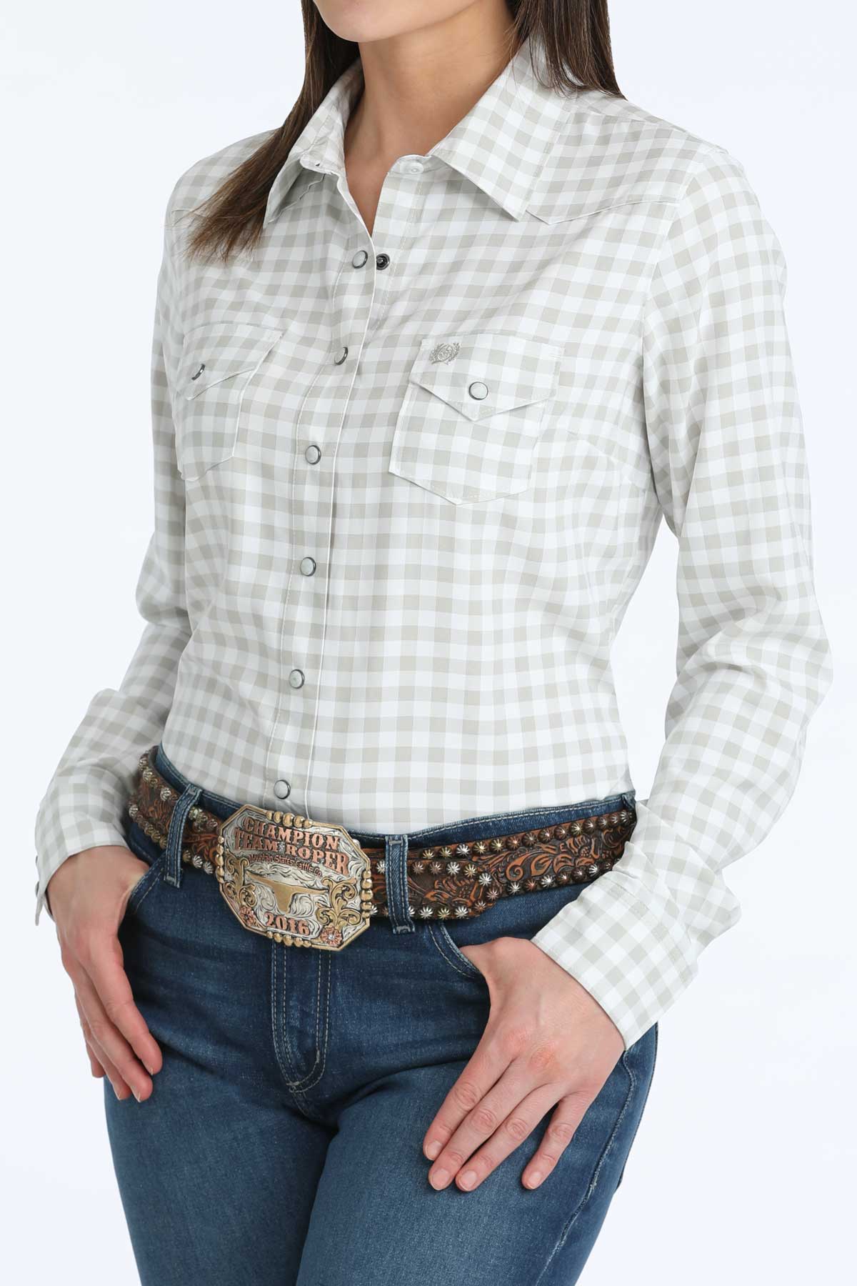 Cinch Women's White Checkered Arenaflex Shirt MSW9206005