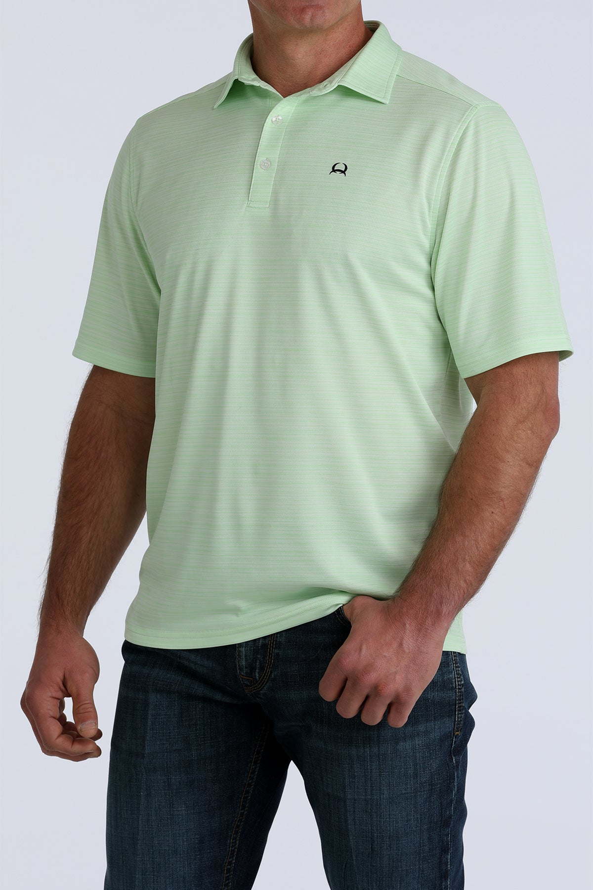 Cinch Men's Light Green Arenaflex Polo MTK1865042