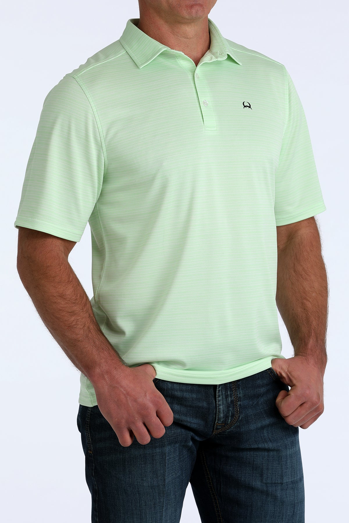 Cinch Men's Light Green Arenaflex Polo MTK1865042
