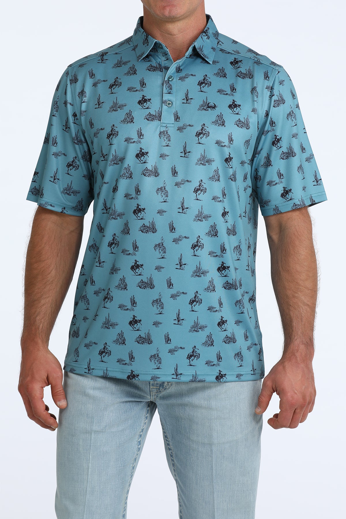 Cinch Men's Teal Western Arenaflex Polo MTK1865046