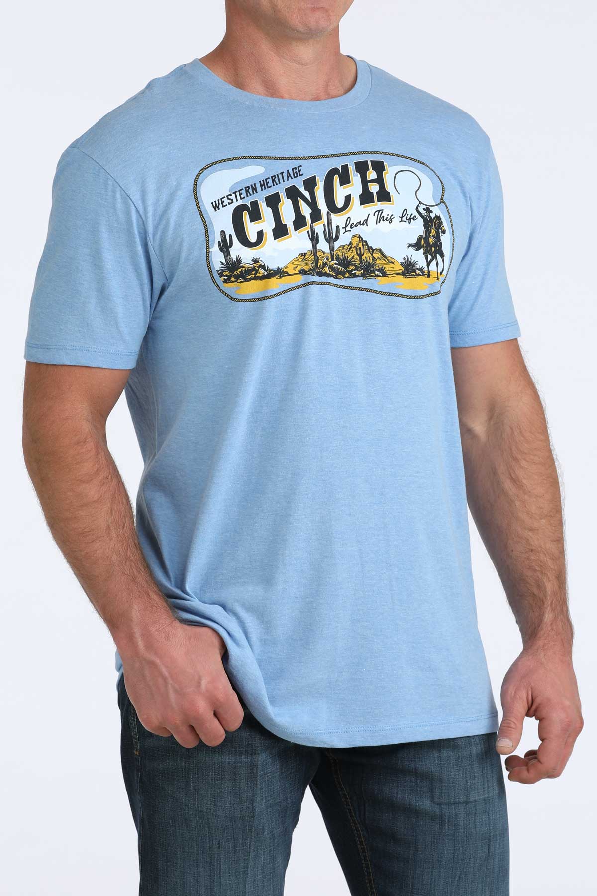 Cinch Men's Light Blue Graphic Tee MTT1690721