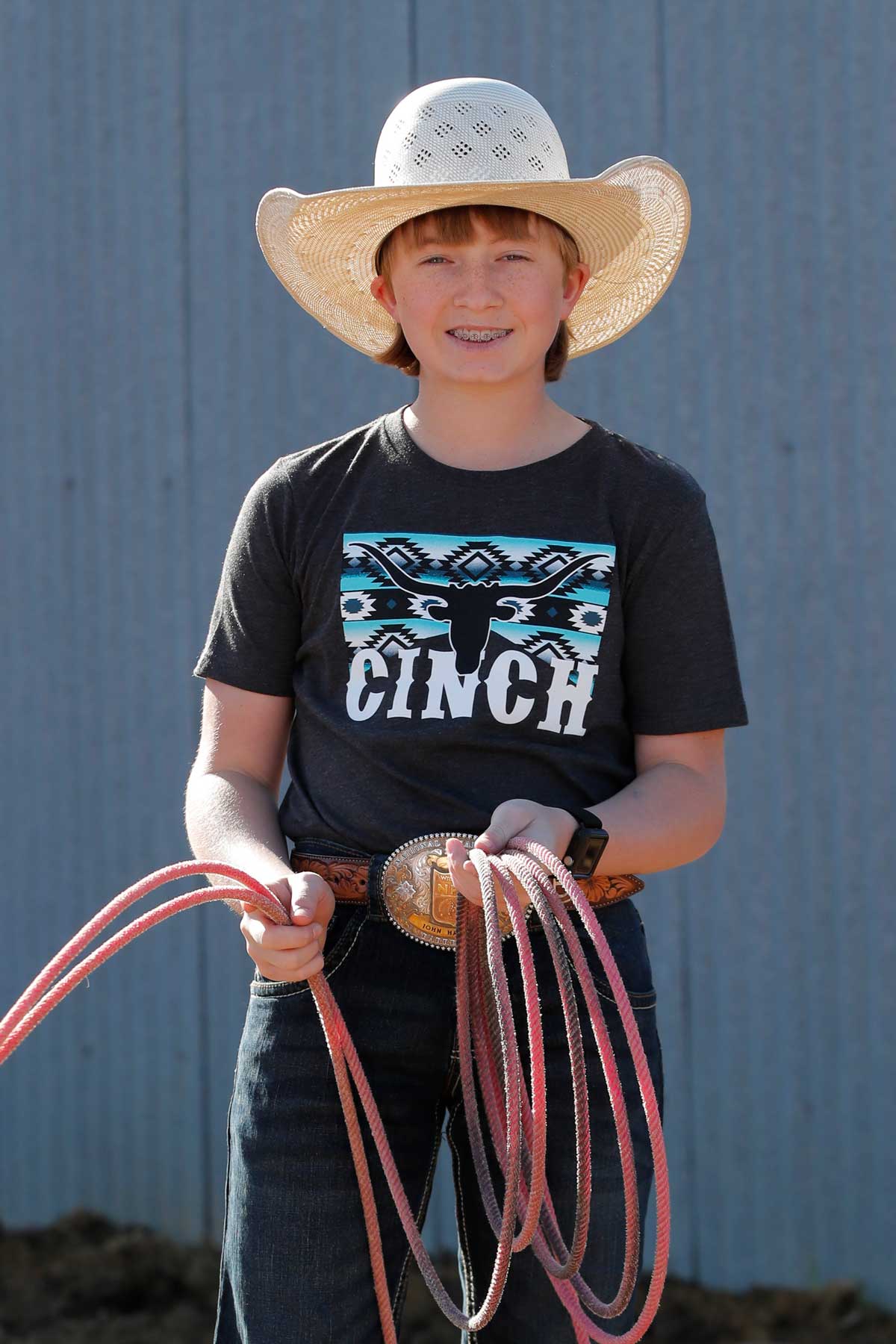 Cinch Boy's Aztec Logo Tee
