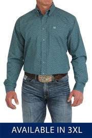 Cinch Men's Green Pattern Long Sleeve Shirt Big and Tall MTW105890X