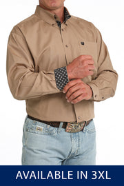 Cinch Men's Solid Khaki Button Up Shirt Plus MTW106090X