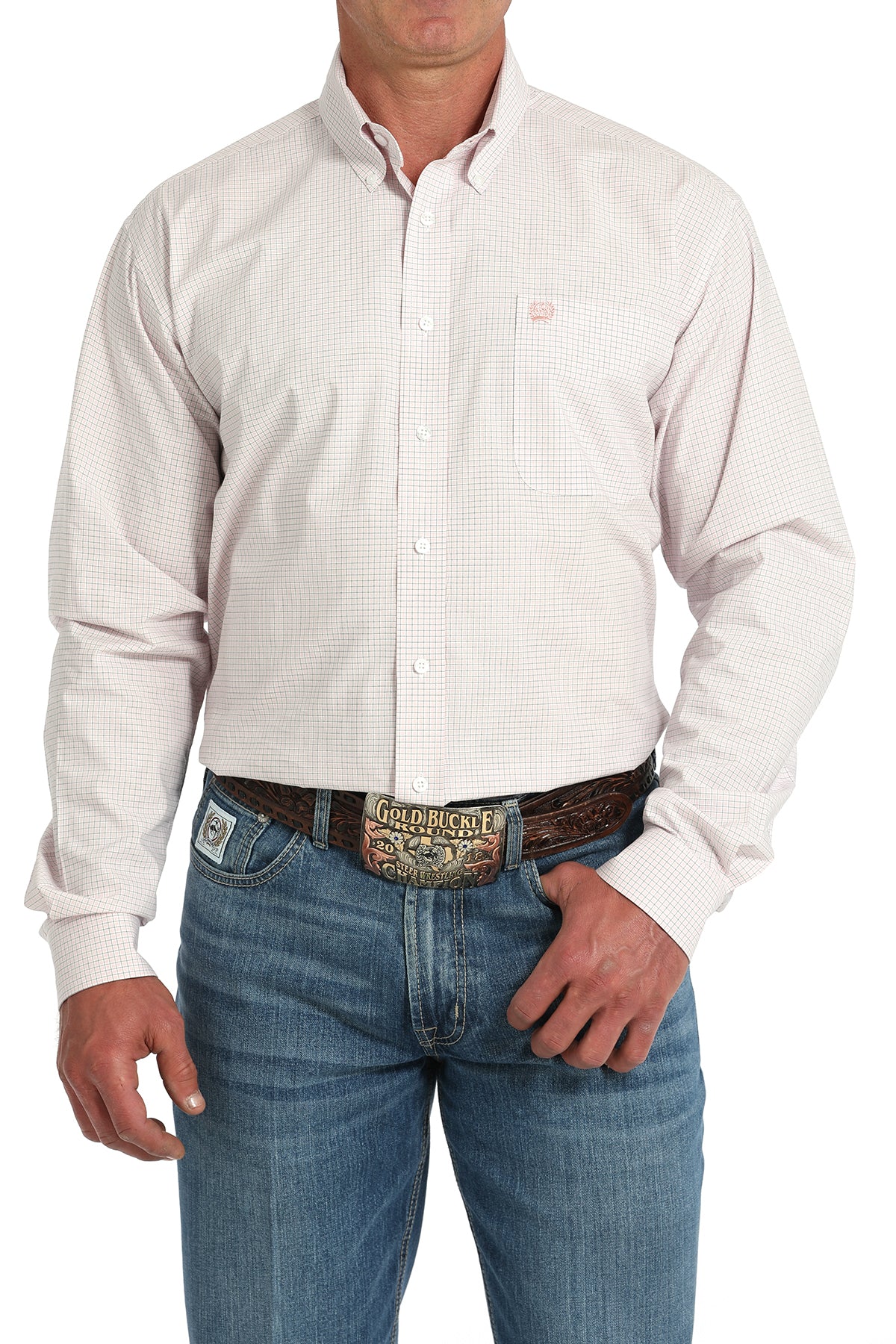 Cinch Men's Small Plaid Button Down Shirt