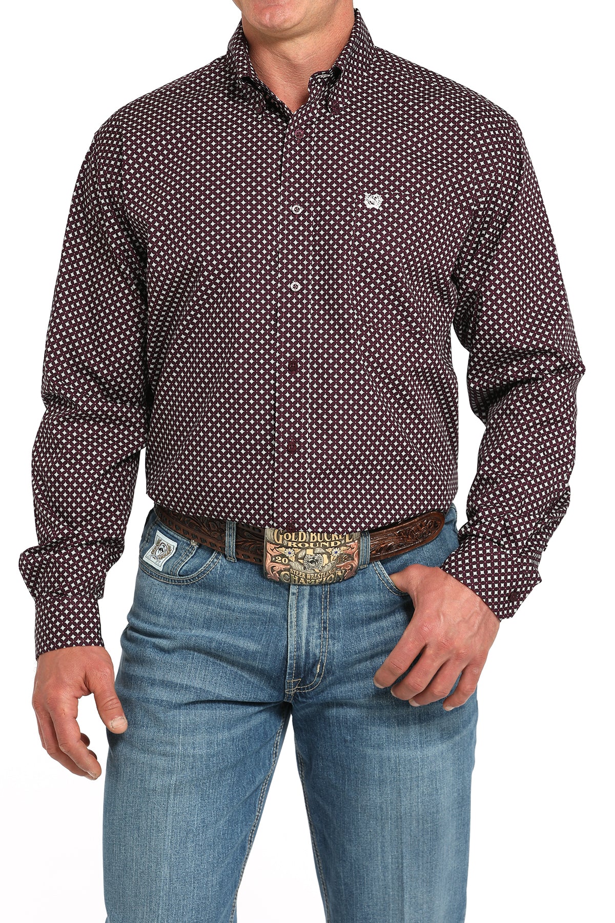 Cinch Men's Diamond Print Button Down Shirt