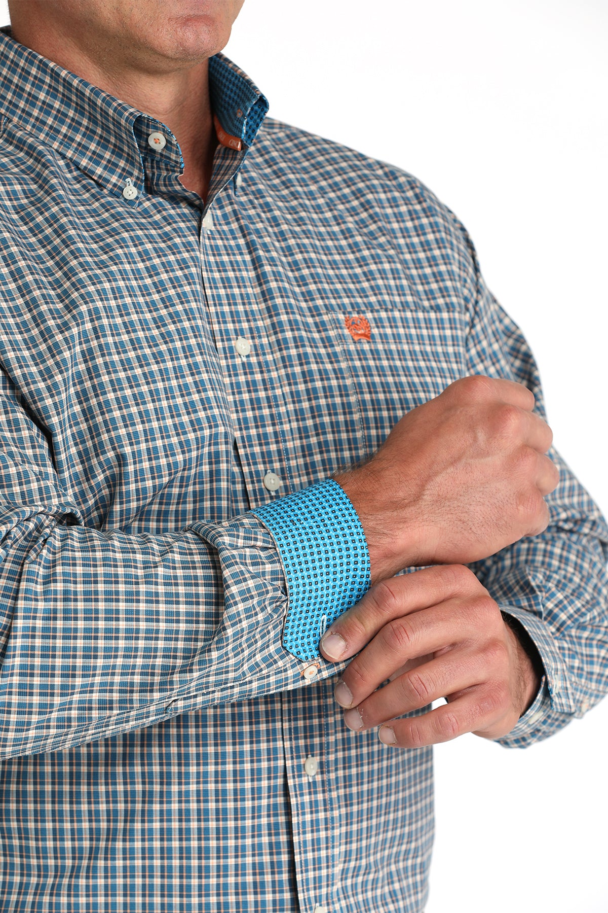 Cinch Men's Blue Plaid Button Down Shirt MTW1105954
