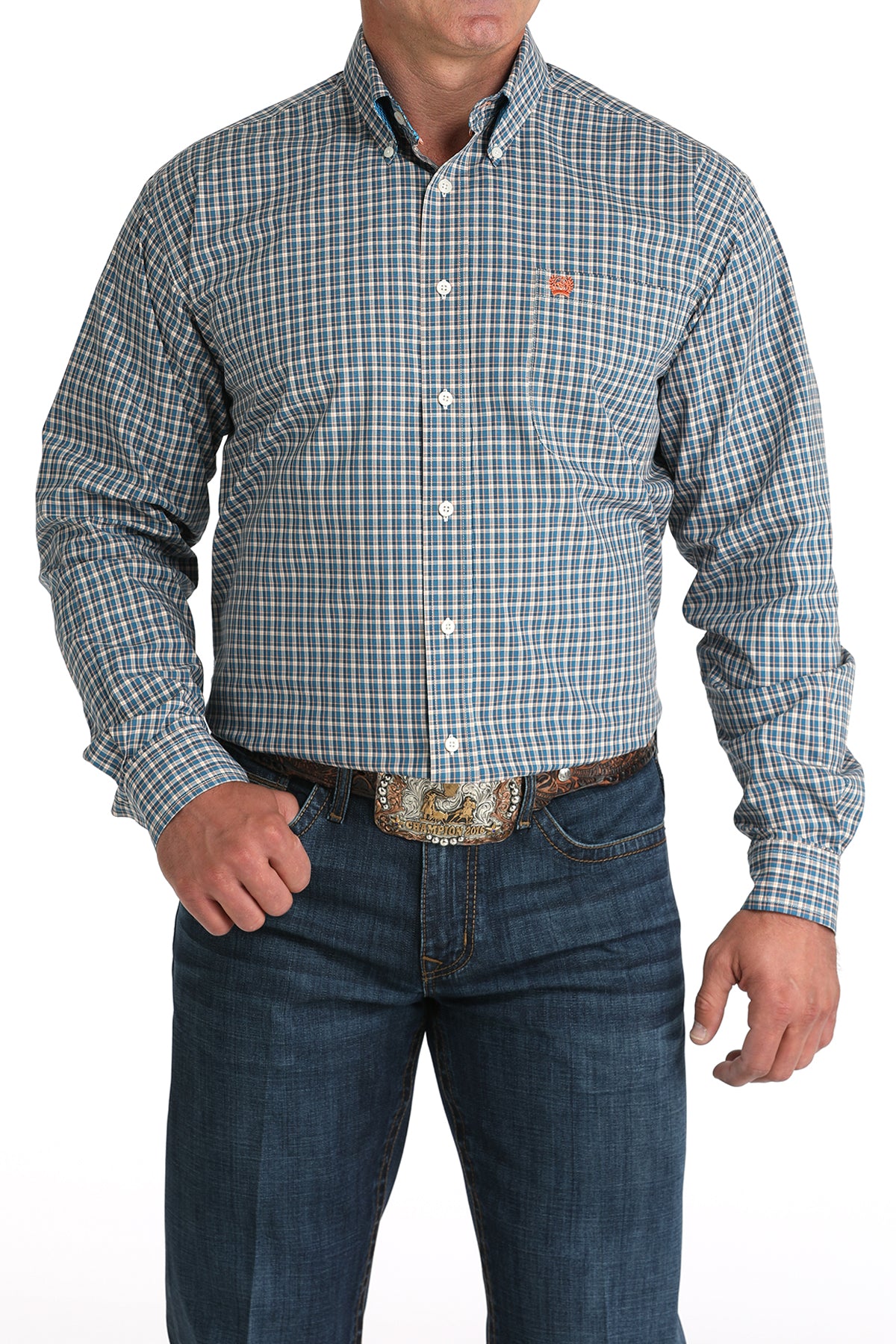 Cinch Men's Blue Plaid Button Down Shirt MTW1105954