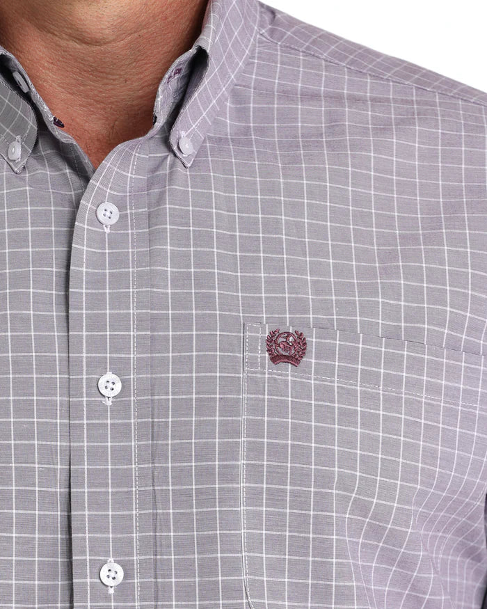 Cinch Men's Lilac Window Pane Plaid Button Down Shirt MTW1105976