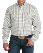 Cinch Men's White Plaid Button Down Shirt MTW1105983