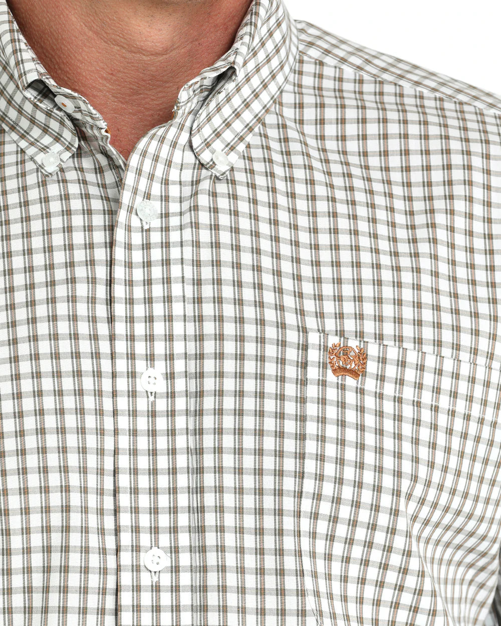 Cinch Men's White Plaid Button Down Shirt MTW1105983