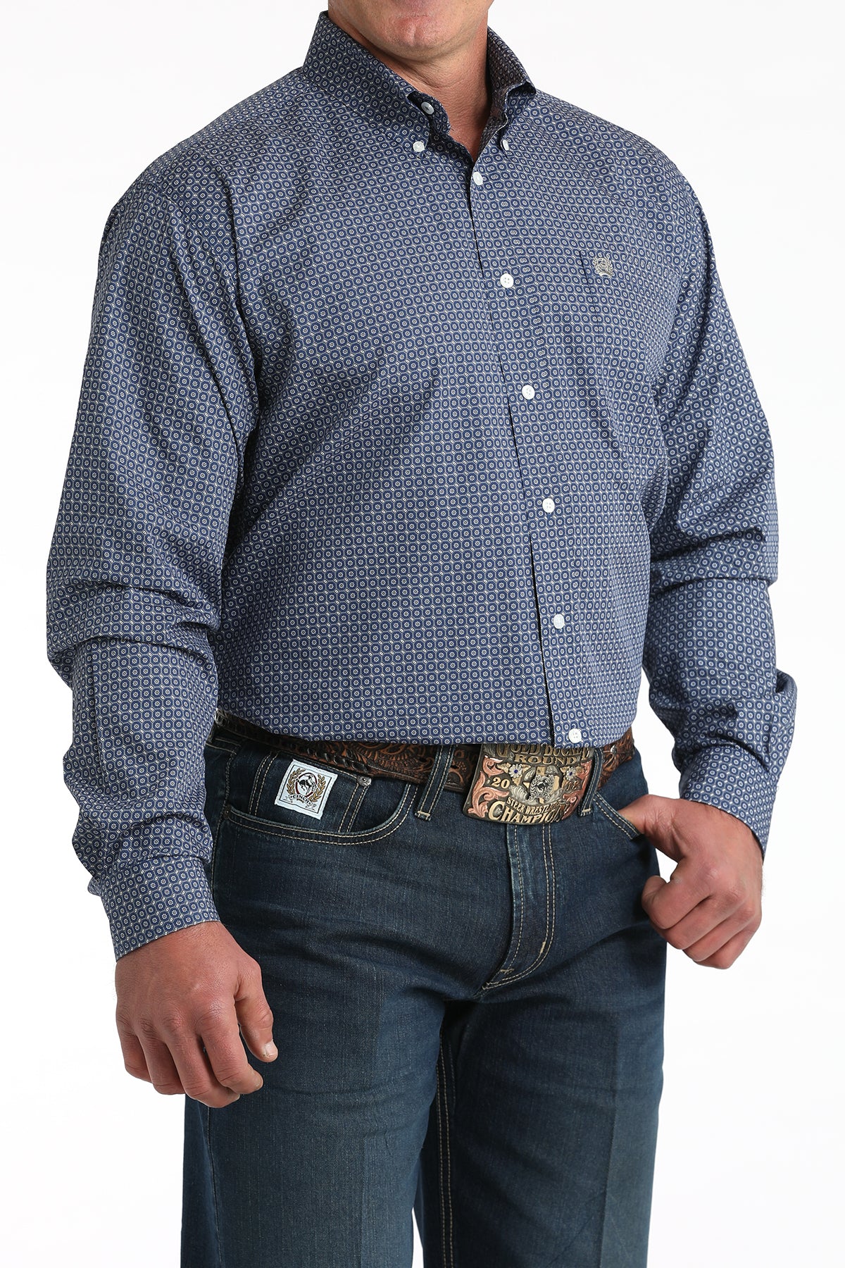 Cinch Men's Royal Printed Long Sleeve Shirt MTW1106012