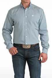 Cinch Men's Blue Patterned Long Sleeve Shirt MTW1106048