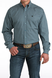 Cinch Men's Blue Printed Long Sleeve Shirt MTW1106049