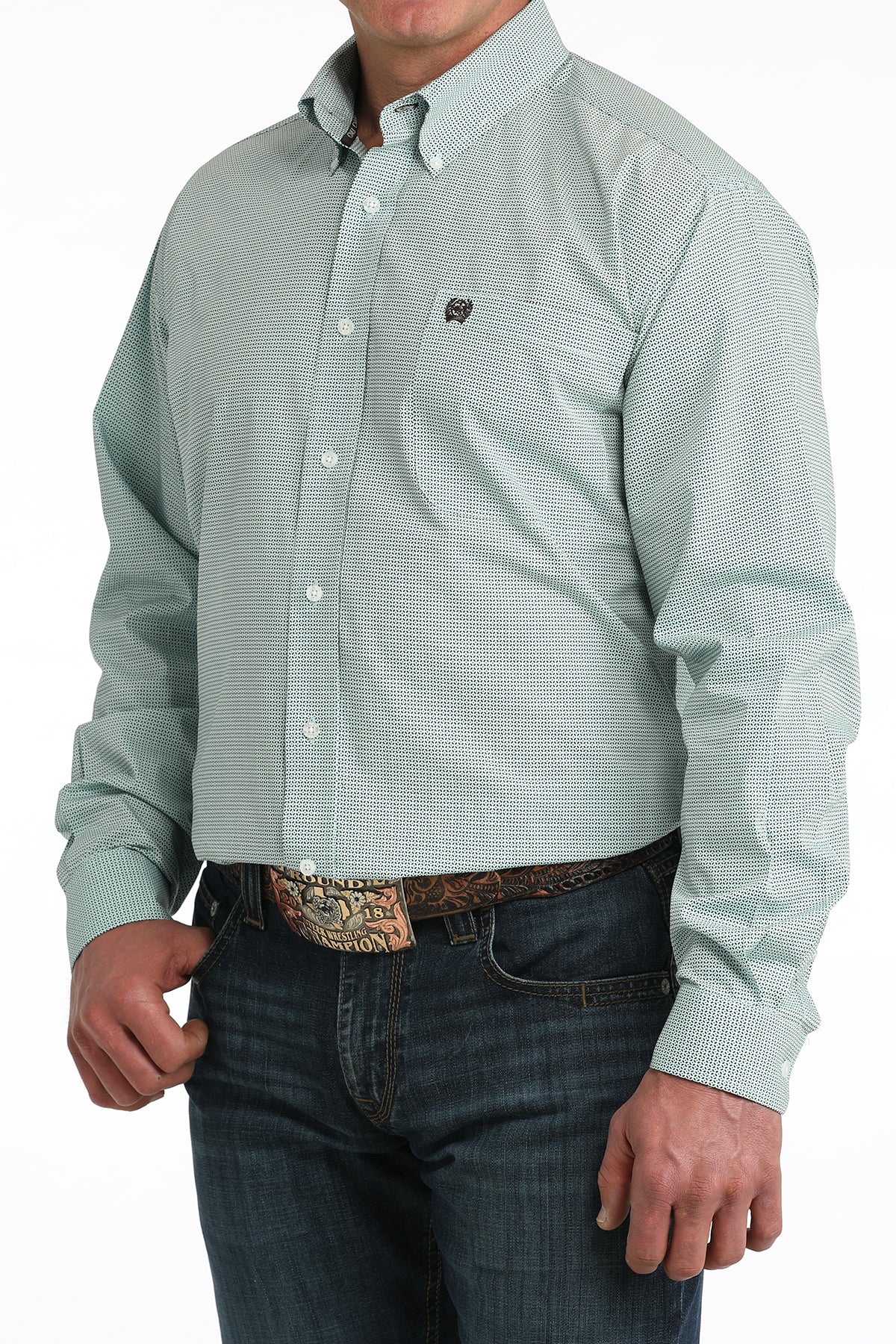 Cinch Men's Mint Printed Long Sleeve Shirt MTW1106063