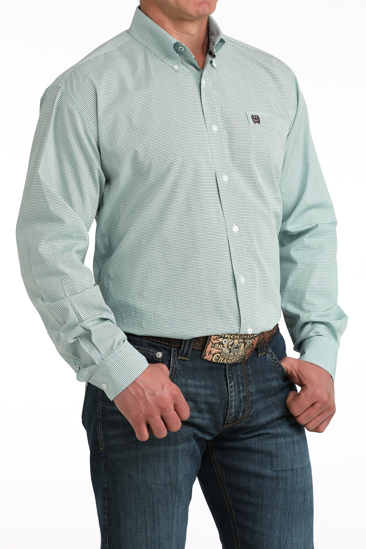 Cinch Men's Mint Printed Long Sleeve Shirt MTW1106063