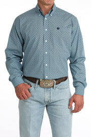 Cinch Men's Blue Printed Long Sleeve Shirt MTW1106084