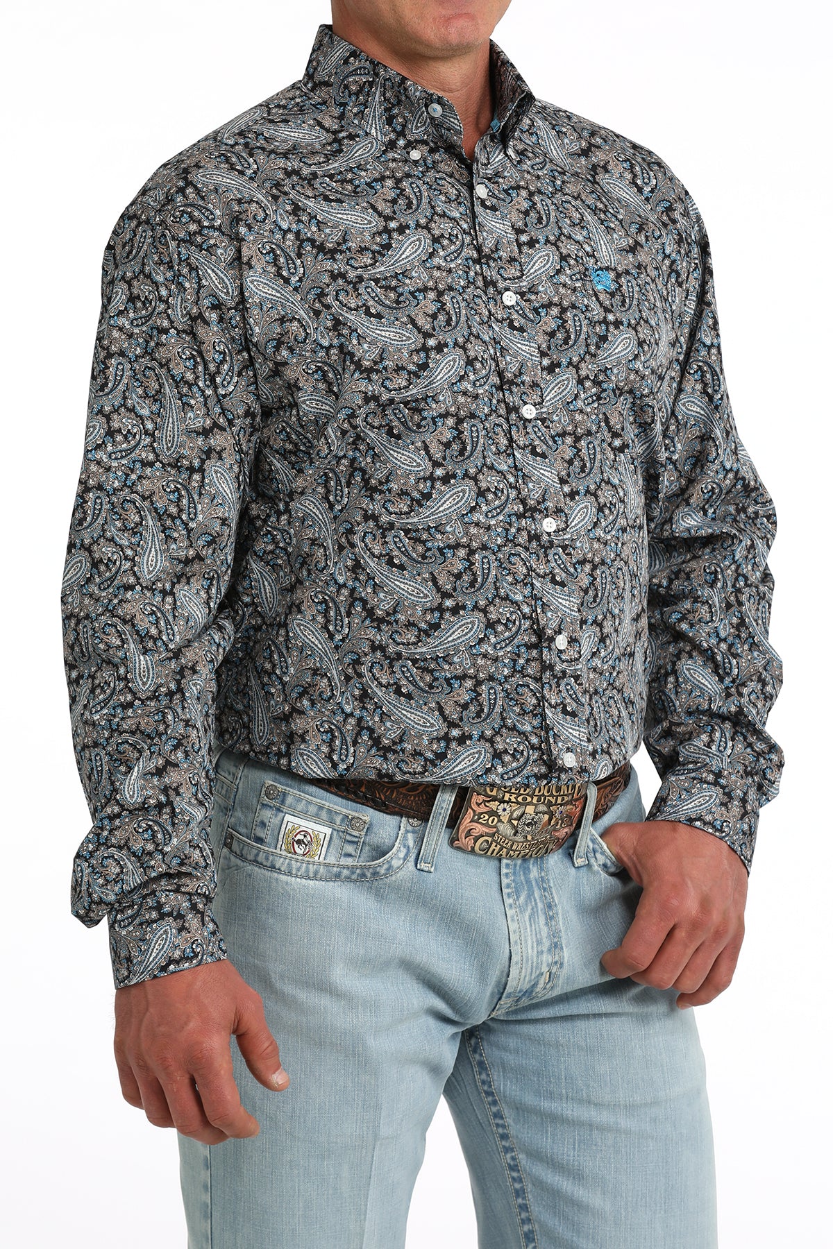 Cinch Men's Black Paisley Printed Long Sleeve Shirt MTW1106088