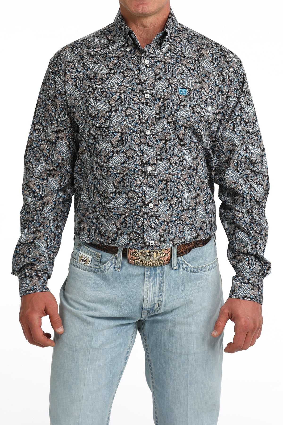 Cinch Men's Black Paisley Printed Long Sleeve Shirt MTW1106088