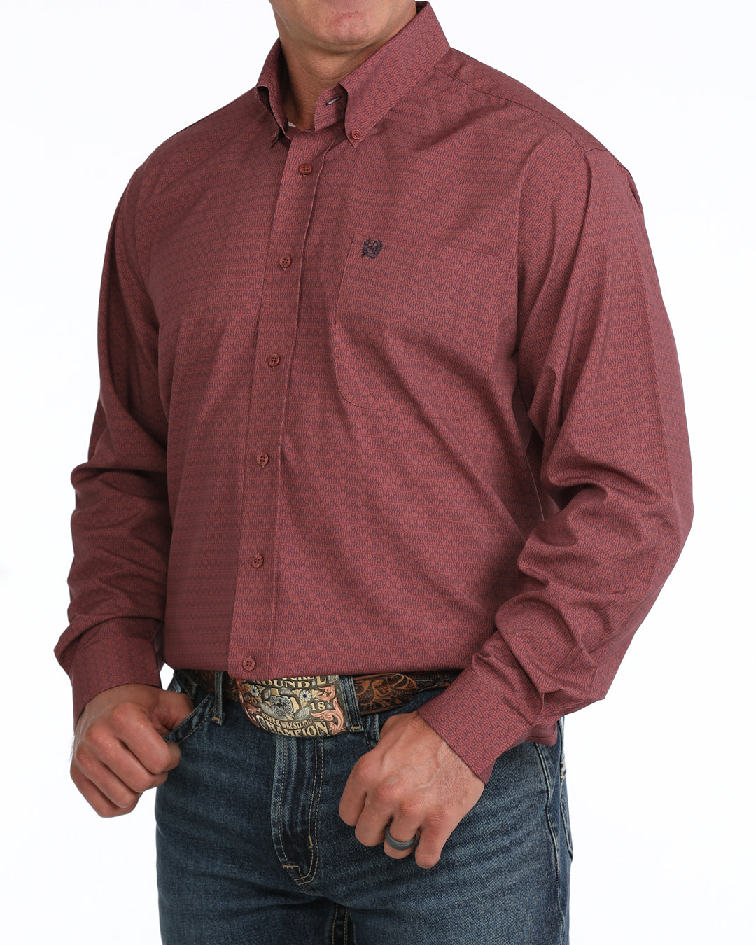 Cinch Men's Horse Print Long Sleeve Arenaflex Button Up Shirt MTW1106157