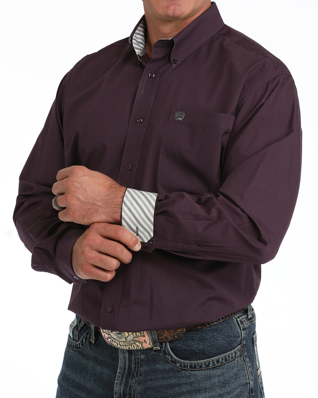 Cinch Men's Solid Purple Button Down Shirt MTW1106160