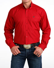 Cinch Men's Red Printed Long Sleeve Shirt MTW1106174