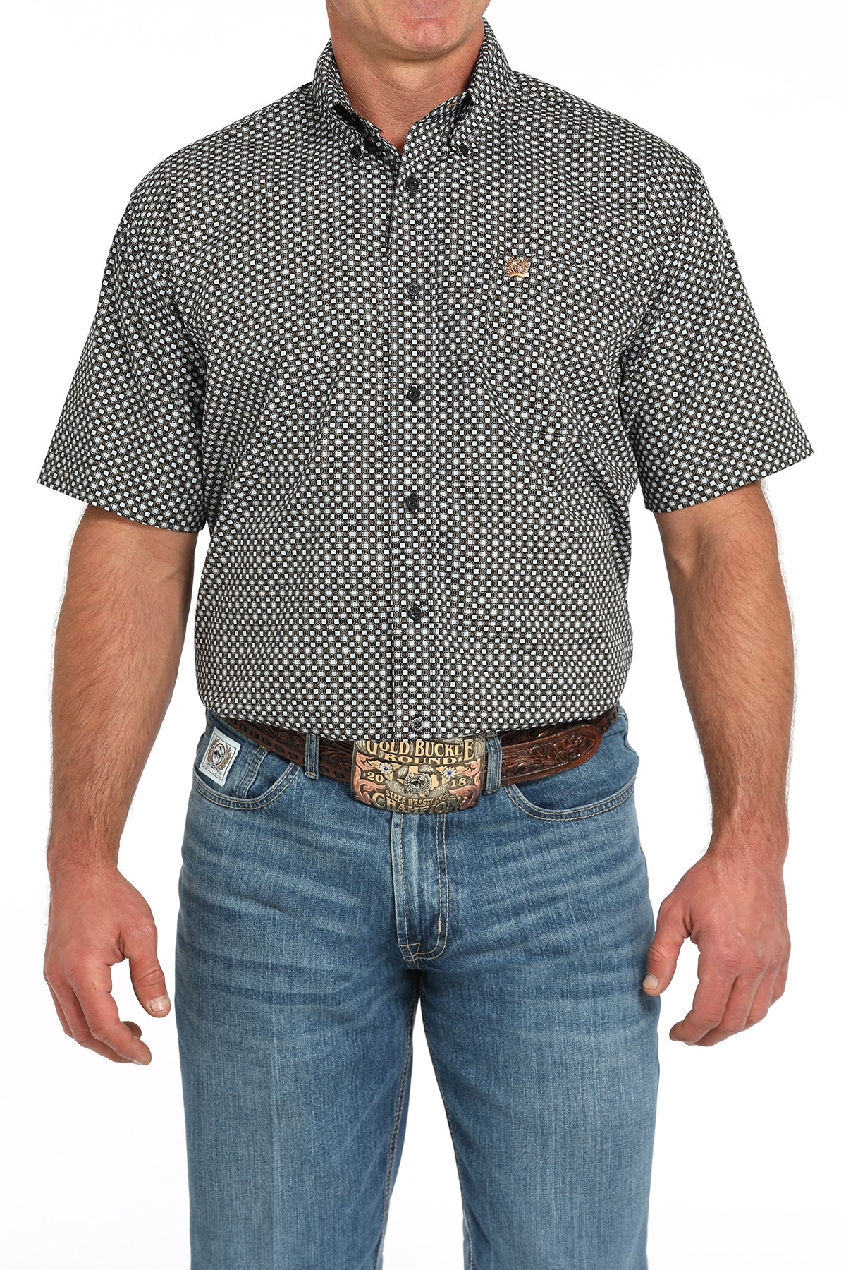 Cinch Men's Black Printed Short Sleeve Shirt MTW1111492