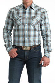 Cinch Men's Turquoise Plaid Modern Fit Shirt MTW1301089