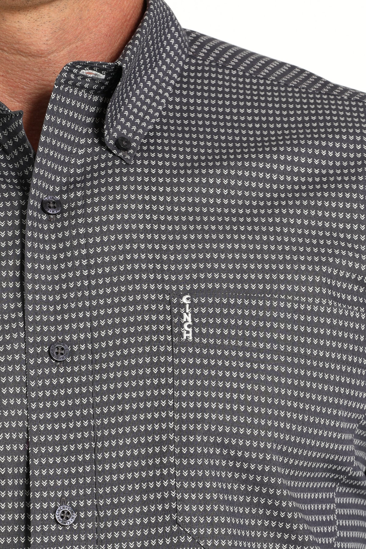 Cinch Men's Black and White Printed Modern Shirt MTW1347130