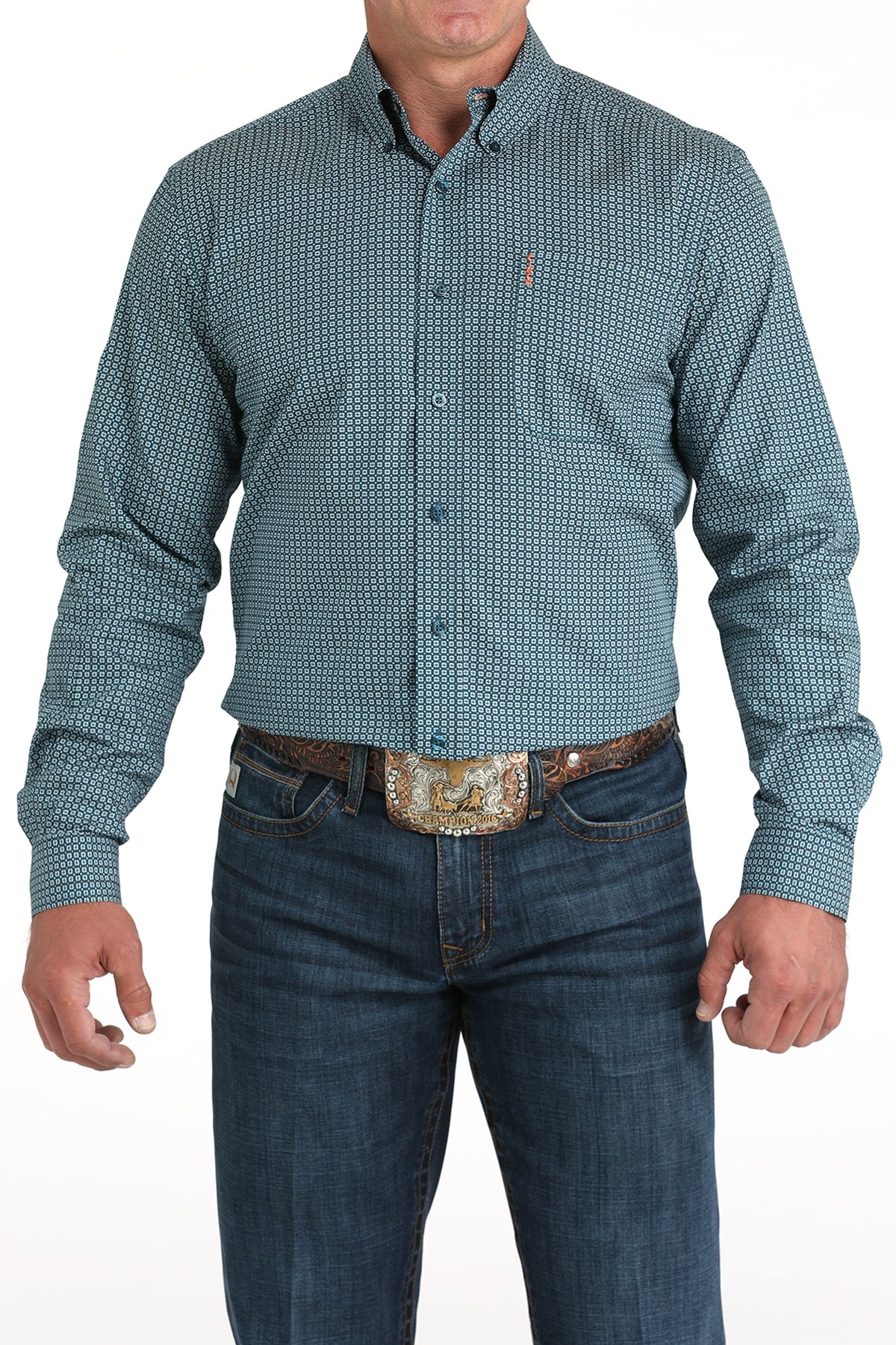 Cinch Men's Small Print Button Down Shirt