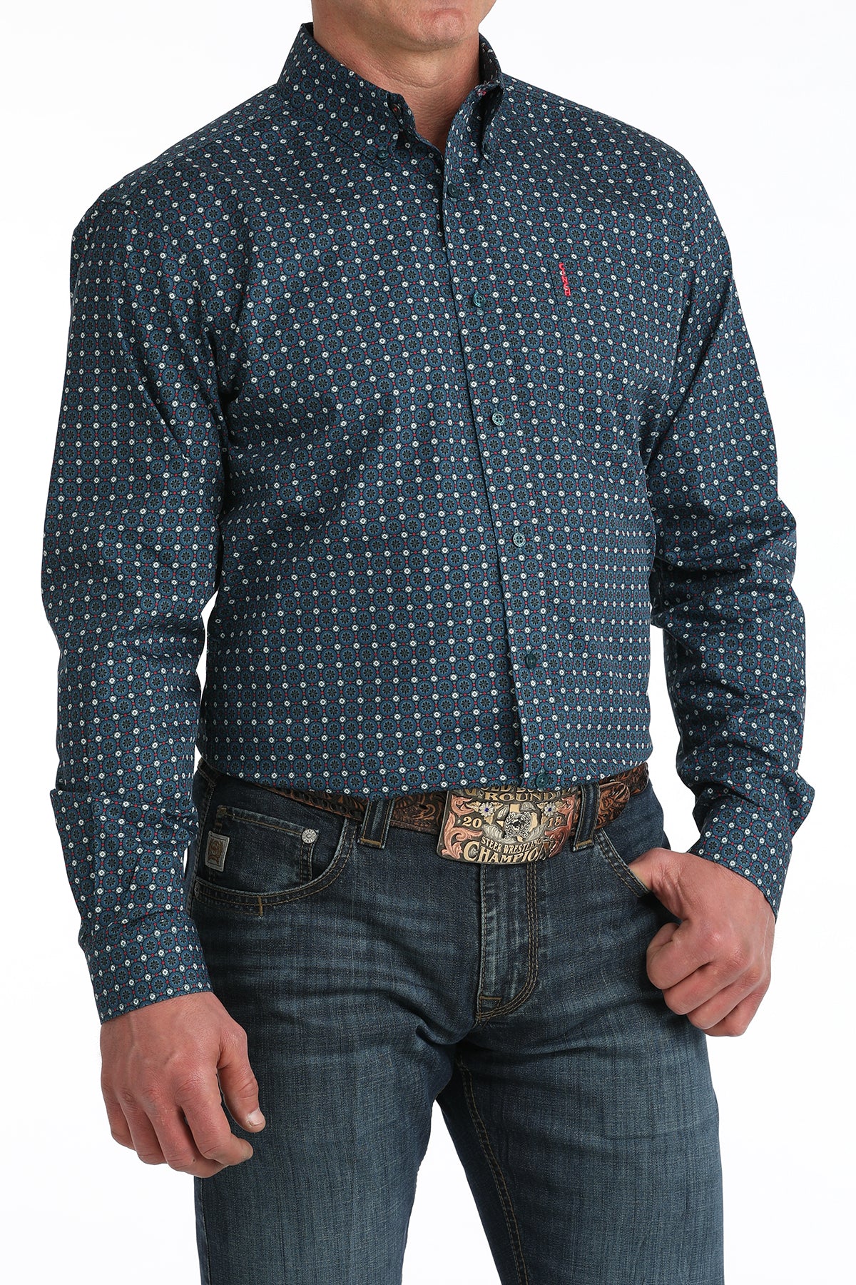 Cinch Men's Blue Modern Fit Long Sleeve Shirt MTW1347150