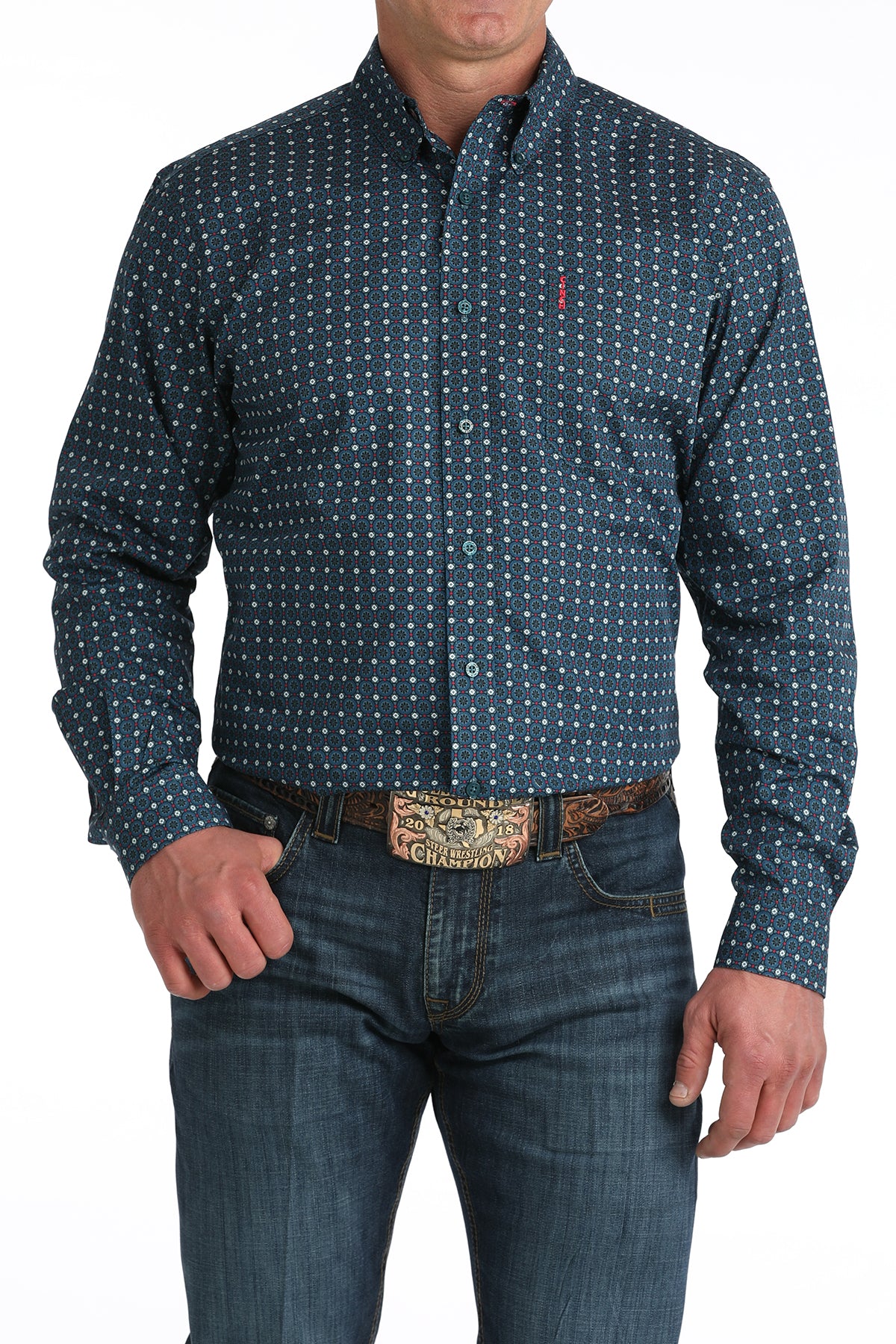 Cinch Men's Blue Modern Fit Long Sleeve Shirt MTW1347150