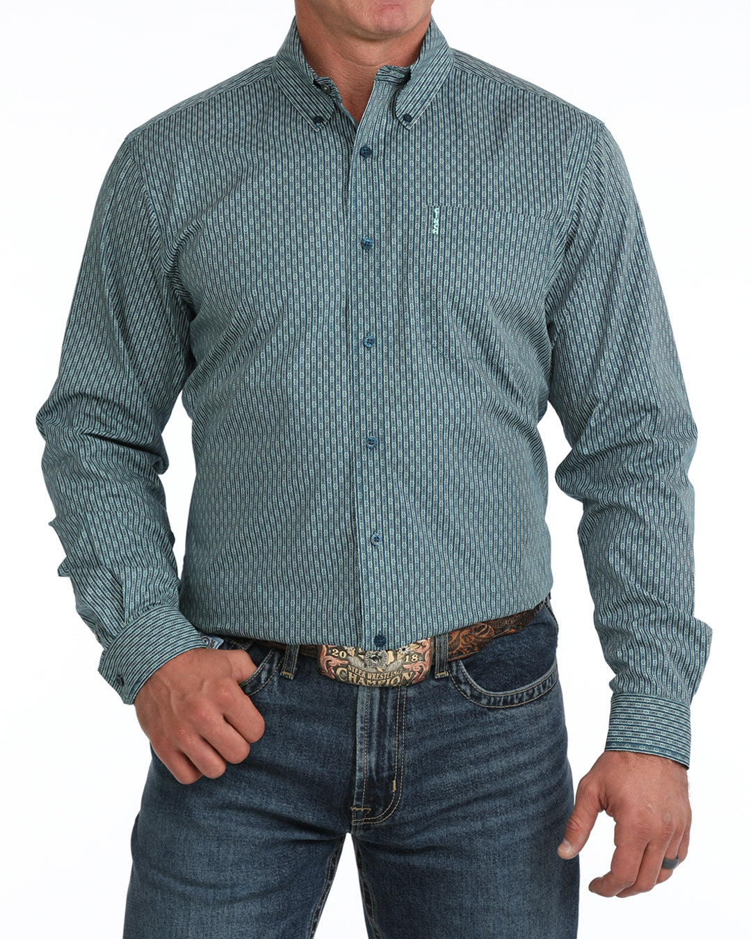 Cinch Men's Modern Fit Blue Button Up Shirt MTW1347168
