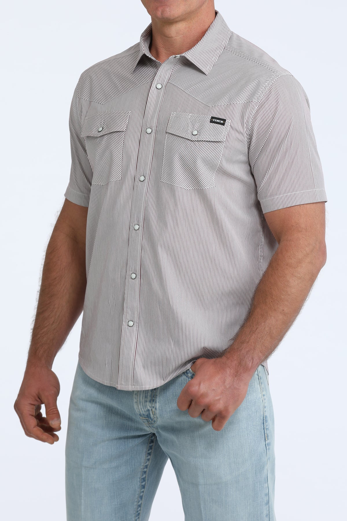 Cinch Men's Striped Short Sleeve Snap Shirt MTW1402014