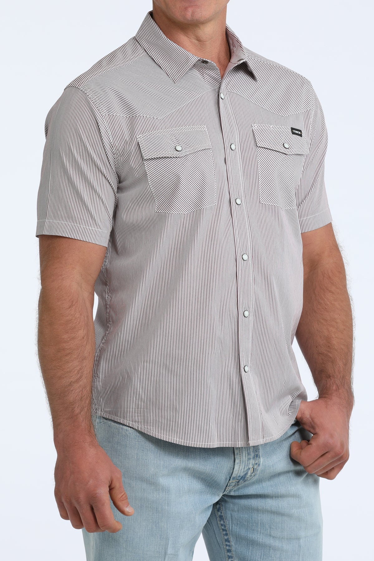 Cinch Men's Striped Short Sleeve Snap Shirt MTW1402014