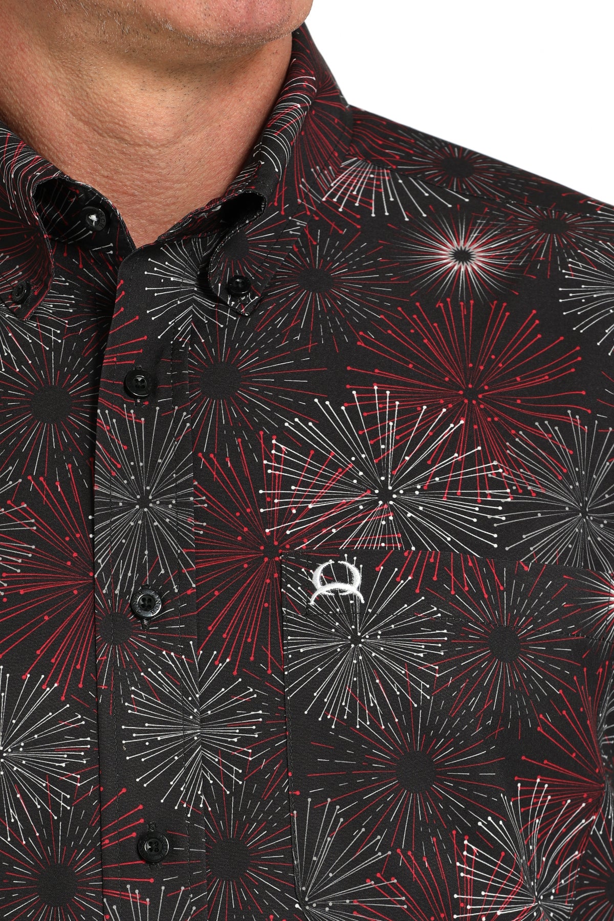 Cinch Men's Firework Print Button Down Shirt.