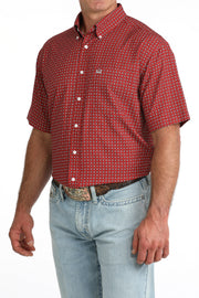 Cinch Men's Red Printed Short Sleeve Shirt MTW1704172