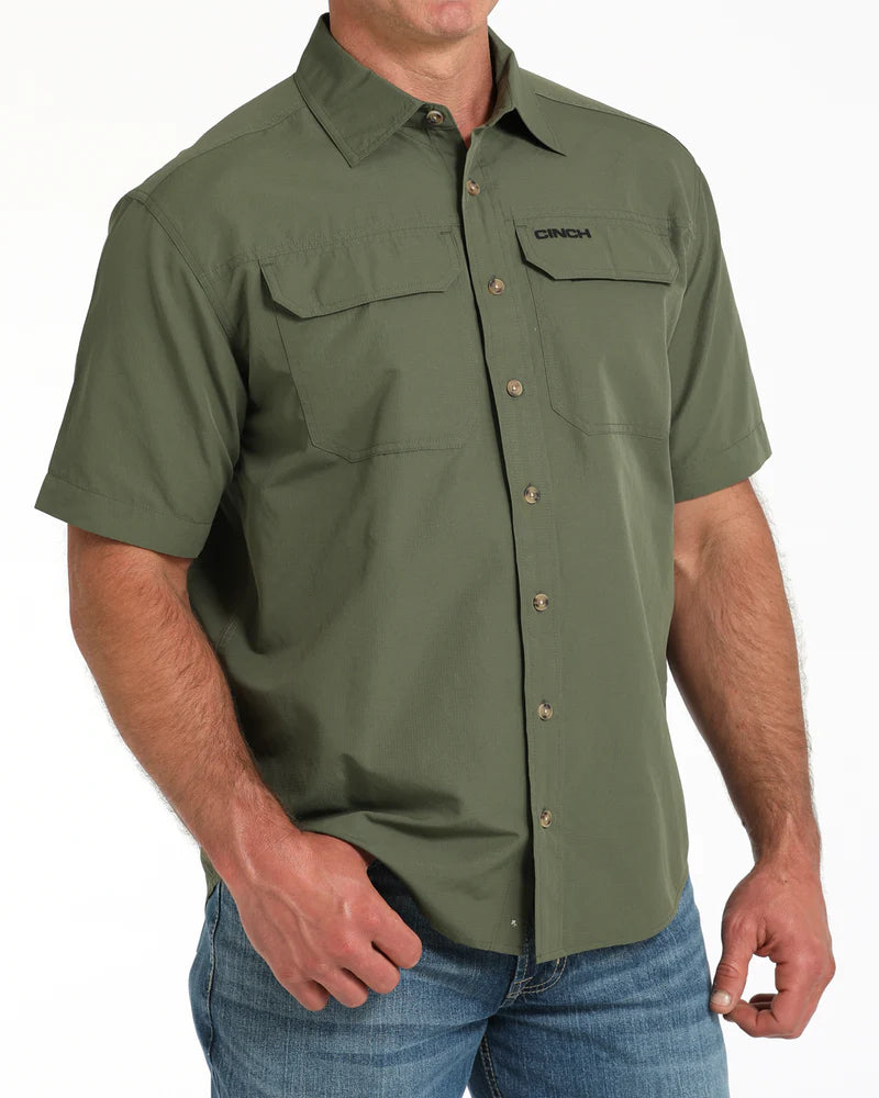Cinch Men's Olive Arenaflex Button Down Shirt MTW1723003
