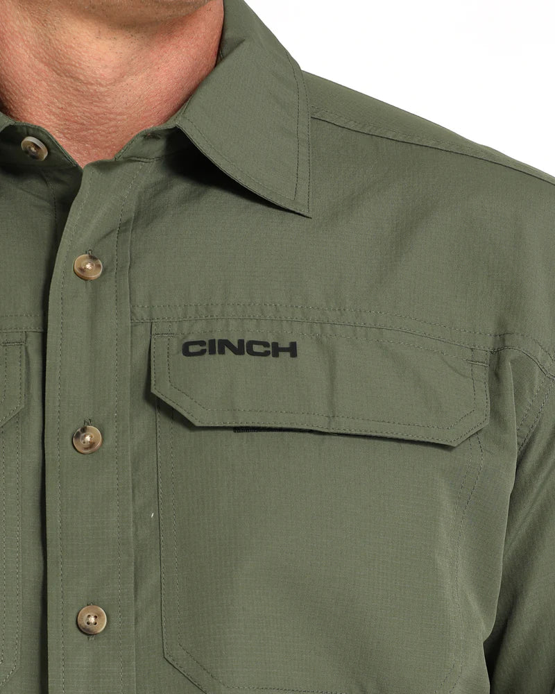 Cinch Men's Olive Arenaflex Button Down Shirt MTW1723003