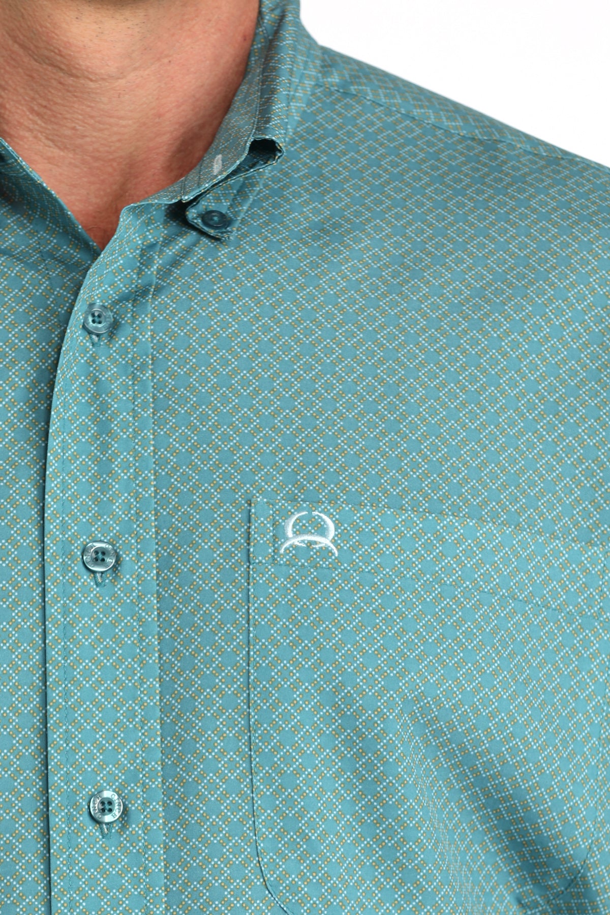 Cinch Men's Teal Printed Arenflex Long Sleeve Shirt MTW1724004.