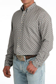 Cinch Men's Grey Patterned Long Sleeve Shirt MTW1862045