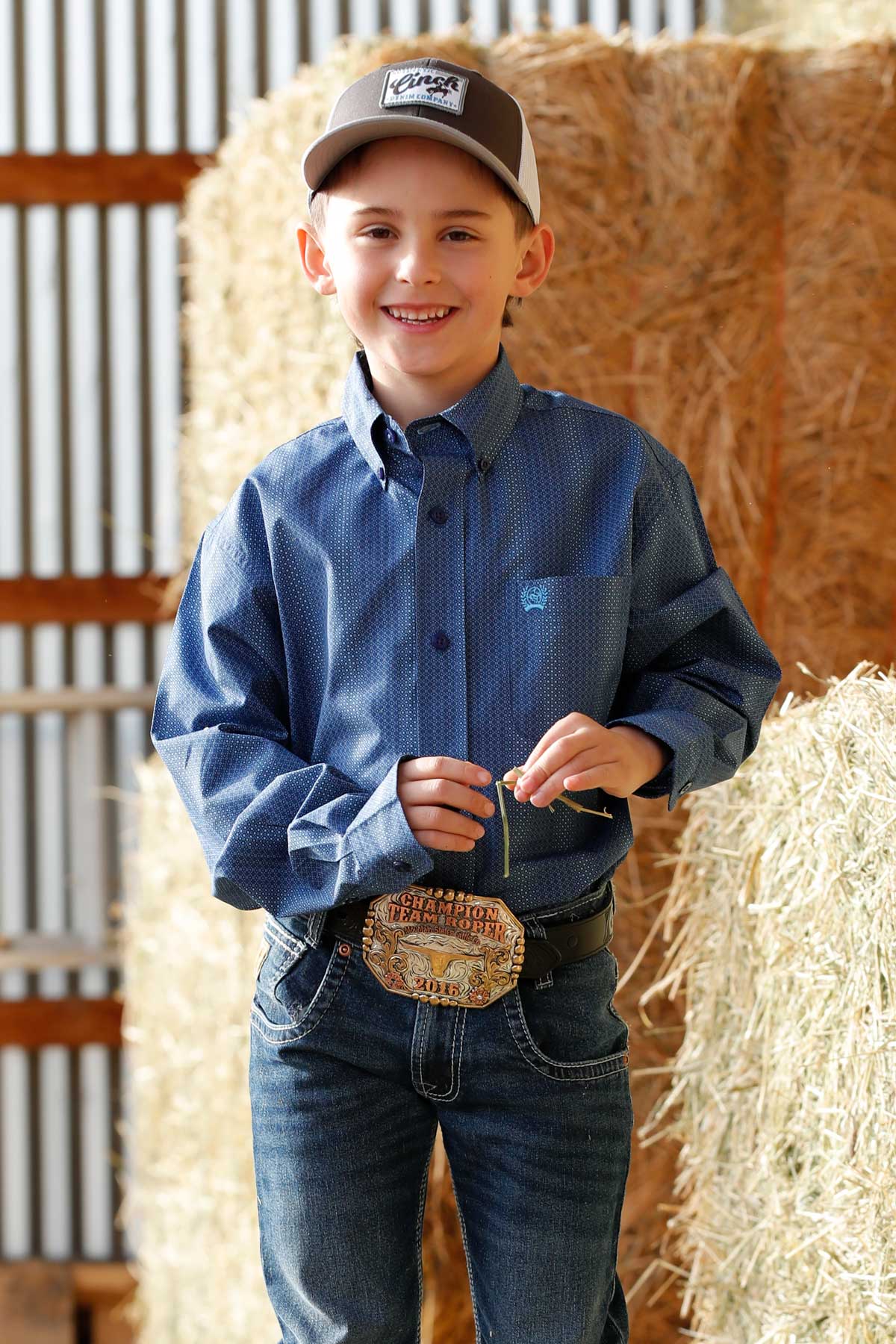 Cinch Boy's Royal Print Long Sleeve Shirt MTW7060398