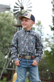Cinch Boy's Blue Paisley Printed Shirt MTW7060416