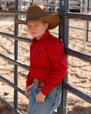 Cinch Boy's Red Printed Long Sleeve Shirt MTW7060435