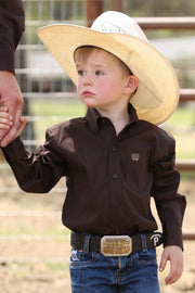 Cinch Toddler Boy's Solid Brown Long Sleeve Shirt MTW7061408