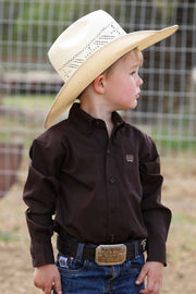 Cinch Infant Boy's Solid Brown Long Sleeve Shirt MTW7062408