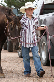 Cinch Boy's Striped Short Sleeve Snap Shirt MTW7171002