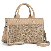 Montana West Tooled Tan Tote/Crossbody Purse MW1323-8011